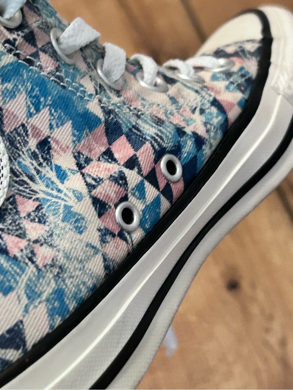 Converse Chuck Taylor High Top Sneakers  Geometric Faded Cream Teal Pink W Sz 5 - Picture 13 of 16